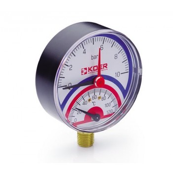 KOER Термо-Манометр радіальний 801R 10 bar, D=80мм, 1/2''