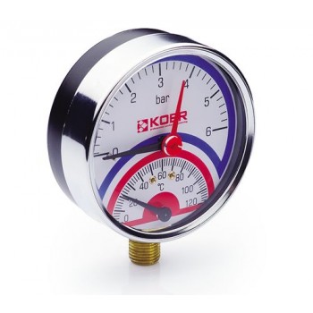 KOER Термо-Манометр радіальний 821R 6 bar, D=80мм, 1/2''