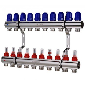 KOER KR.1110-10 1”x10 WAYS Колекторний блок з витратомірами KOER KR.1110-10 1”x10 WAYS Колекторний блок з витратомірами