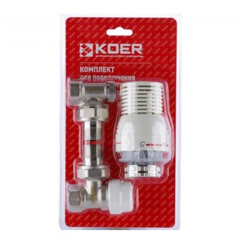 KOER KR.1320 1/2'' Комплект для підключення радіатора (кутовий) з термоголовкою