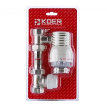 KOER KR.1321 1/2'' Комплект для підключення радіатора (прямий) з термоголовкою KOER KR.1321 1/2'' Комплект для підключення радіатора (прямий) з термоголовкою