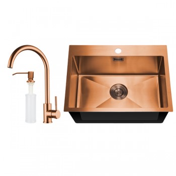 MIXXUS SET-6045-200x1.0-PVD-BRONZE Комплект: мийка, змішувач, диспенсер (1 шт/ящ)