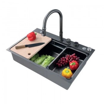 ZERIX ZH7548-SET-03 NANO-BLACK Мийка з вбудованим змішувачем з нерж. сталі (1 шт/ящ) ZERIX ZH7548-SET-03 NANO-BLACK Мийка з вбудованим змішувачем з нерж. сталі (1 шт/ящ)